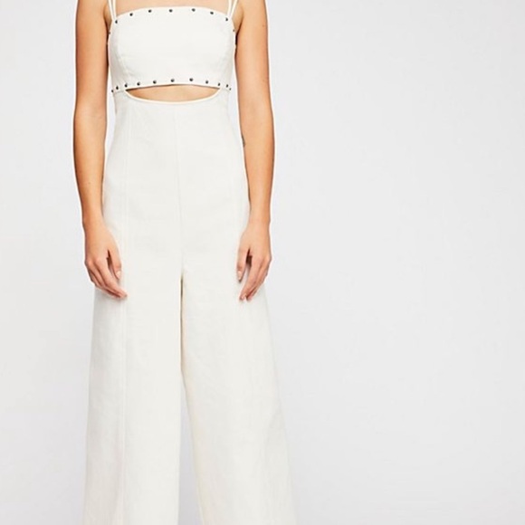 Free People White Twill Jumpsuit - Picture 1 of 9